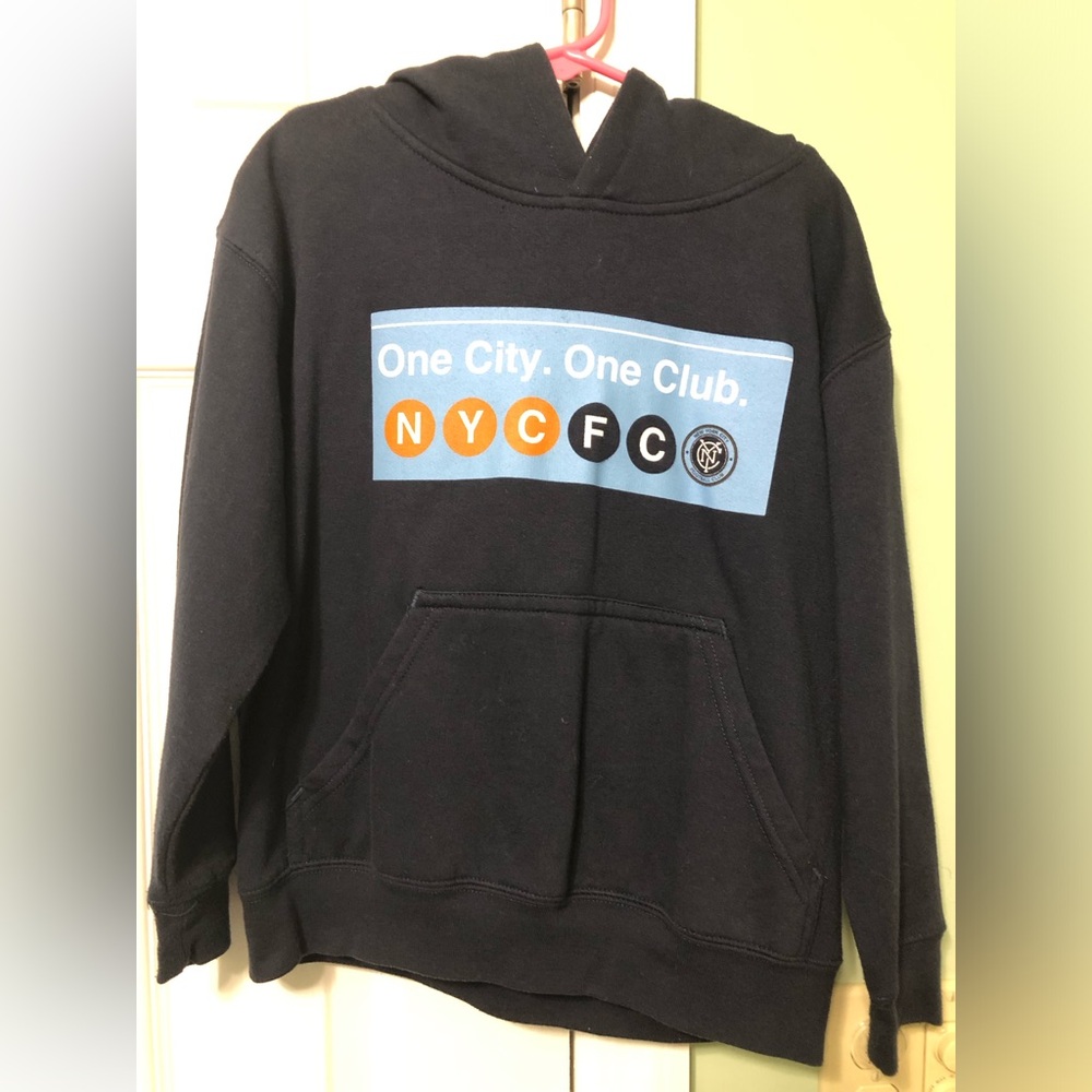 NYC football Club soccer hooded‎ sweatshirt blue youth small athleisure NYCFC